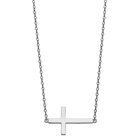 14k White Gold Side Way Religious Faith Cross Necklace Pendant Necklace for Women - 1.8 Grams