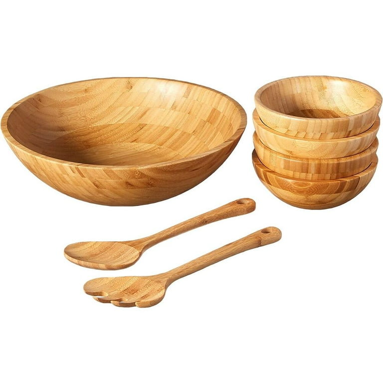 7 Piece - Extra Large Salad Bowl with Servers and 4 Individual