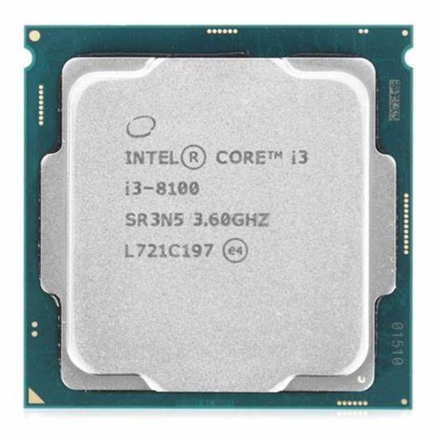 CPU Intel Core i3 8100 usada, 3,6 GHz, 4 núcleos, 4 hilos, 14 nm y 65 W