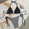 thumbnail image 4 of Warop Women's Solid Color Padded Triangle Bikini Set, Separate Swimsuit for Beach and Pool, 4 of 7
