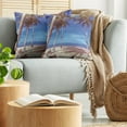 thumbnail image 5 of Ambesonne Summer Throw Pillow Cover 2 Pack, Ocean Palms Warm Beach, 20", Navy Cream Green, 5 of 5