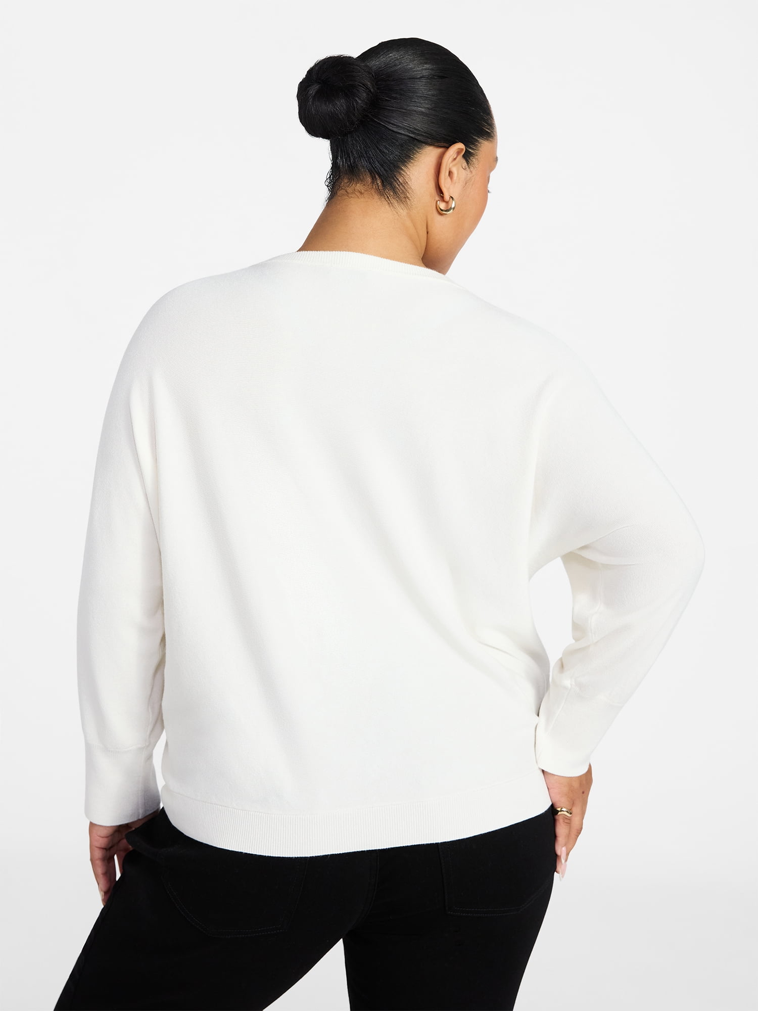 Terra & Sky Women's Plus Size Fine Gauge Dolman Sweater, Sizes 0X-5X