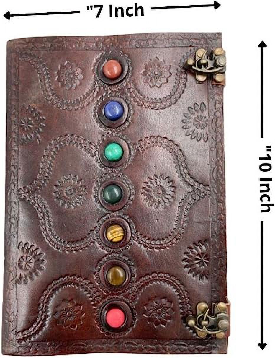 OVERDOSE Embossed Seven Stone Leather Journal - Handmade Antique Stone Journal For Students & Office For Men & Women Diary Leather Sketchbook Drawing Journal - Size 7 X 10 Inches | 17 X 25 cm | A4