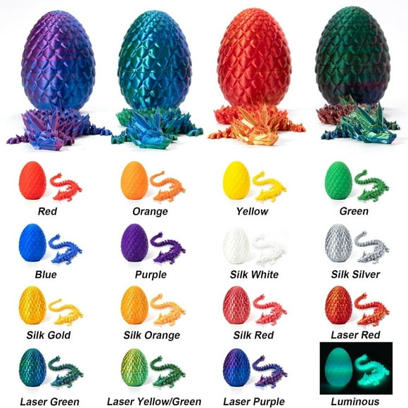 Hbdhejl 3D Printed Dragon In Egg Articulated Dragon Crystal Dragon With Dragon Egg Home Office Decor Executive Desk Toys