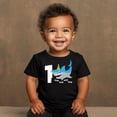 thumbnail image 2 of Shark 1st Birthday Shirt for Baby Boys Shark Themed First Birthday Outfit Black Short Sleeve Shirt, 2 of 4