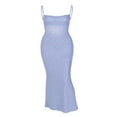 thumbnail image 4 of Femmes Découpure Dos Nu Maxi Robe Sexy Sans Manches Fendues Robes de Cocktail Bodycon Spaghetti Sangle Longue Robe Partie, 4 of 10