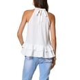 thumbnail image 3 of INSPIRE CHIC Halterneck Peplum Top for Women's 2025 Sleeveless Blouse S White, 3 of 6