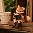 thumbnail image 4 of Reading Fox Shelf Sitter Figurine, Festive Woodland Animal Decor for Shelf Mantel and Desk (B), 4 of 6