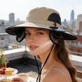 thumbnail image 5 of 3 Speed Solar Powered Fan Hat with 2 Fans, Wide Brim Sun Hat for Outdoor Fishing, Hiking Gardening, USB Solar Charging, Mother's Day Gift for Women Mom, Birthday Gift for Girlfriend, Khaki, 5 of 7