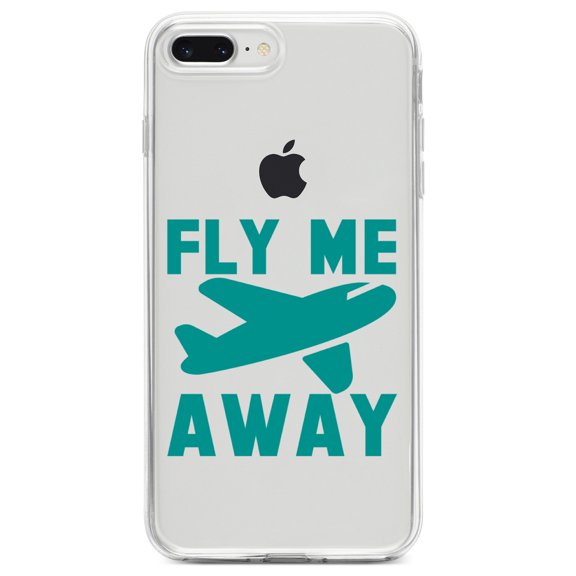 DistinctInk Clear Shockproof Hybrid Case for iPhone 7 PLUS / 8 PLUS (5.5" Screen) TPU Bumper Acrylic Back Tempered Glass Screen Protector - Fly Me Away - Travel