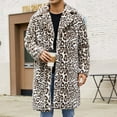 thumbnail image 4 of ZQUUVOU Men's Leopard Faux Fur Coat Winter Warm Long Length Outerwear Coat Jacket Thicken Cardigan Coat Fluffy Lapel Jackets Khaki A, 4 of 9