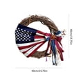thumbnail image 3 of Couronne Patriotique en Rotin de 16 Po pour Porte d'Entrée, Couronnes Rouges Blanches Bleues pour le Memorial Day, le 250e Anniversaire, le 4 Juillet, Couronnes pour Porte d'Entrée, Couronne Patriotique pour Intérieur Extérieur, Décoration Murale de Maison pour les Fêtes, 3 of 6