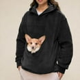 thumbnail image 4 of Stralyhd Cat Pouch Hoodie for Women Cozy Soft Sweatshirt with Pet Pocket Velvet Warm Pet Carrier Hoodie Long Sleeve Pet Carrier Pullover Black XL, 4 of 5
