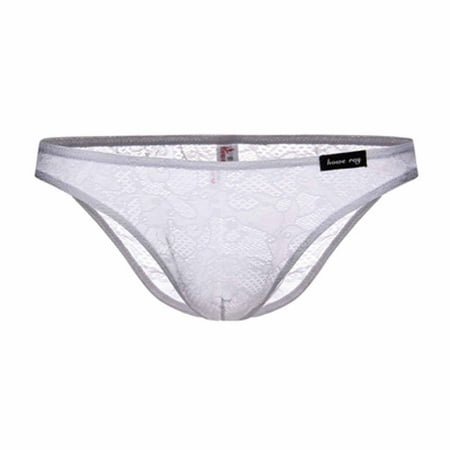 

IWRUHZY Men s New Fashion Low Waist Sexy Lace Briefs Transparent Briefs