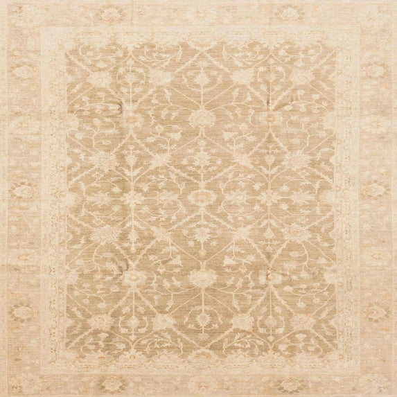 Ahgly Company Machine Washable Indoor Square Abstract Pastel Orange Area Rugs, 7' Square