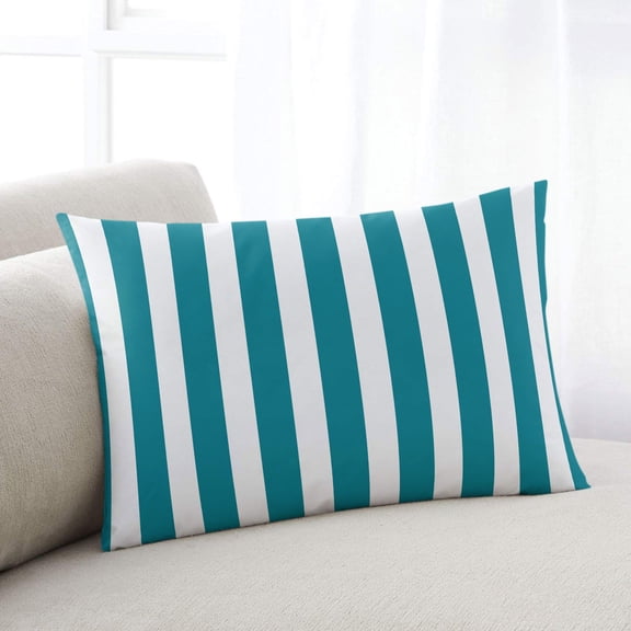Teal Striped King Pillow Covers, Simple Art Vertical Stripe Farmhouse Soft Breathable Throw Pillow Cases with Invisible Zipper, Decorative Pillowcase Pillows Protectors for Sofa Bed Couch 20"x36"