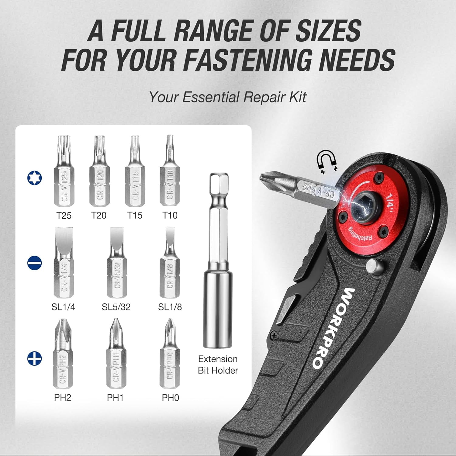Folding Utility Knife, 2-in-1 Multitool Knife with Ratcheting Screwdriver, Box Cutter Quick Blade Change, EDC Heavy Duty Work Knife with Extra 10 Bit Sets and 5 Blades