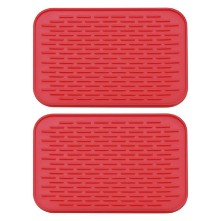 

Uxcell Silicone Dish Drying Mat Set 2 Pcs 8.5 x 6 Under Sink Drain Pad Heat Resistant Suitable for Kitchen - Red