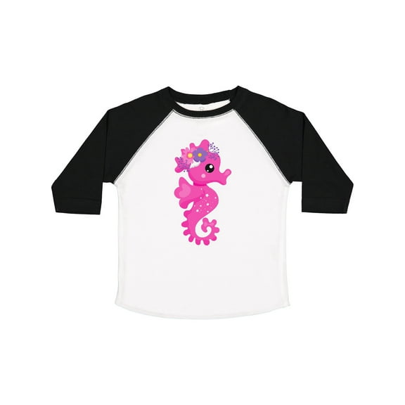 Inktastic Cute Seahorse, Pink Seahorse, Flowers, Seashell Boys or Girls Toddler T-Shirt