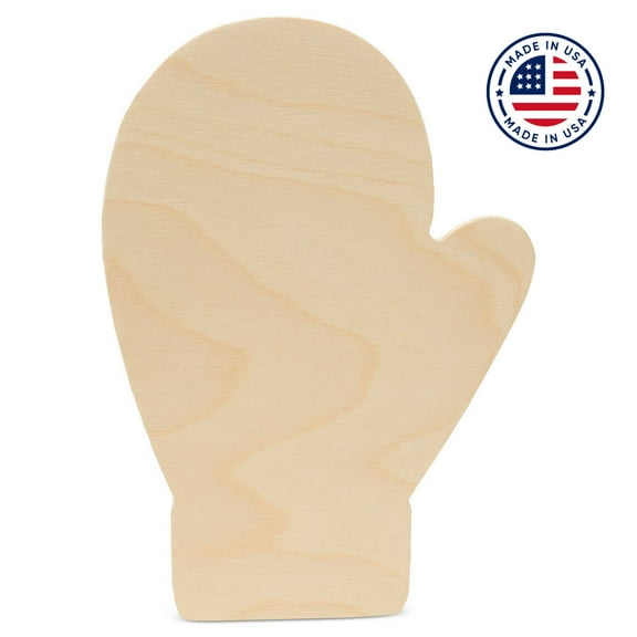 Mitten Cutouts 8-inch, Pack of 2 Unfinished Wood Crafts Blank, Small Wooden Shapes for Crafts & Party Decor, by Woodpeckers