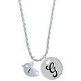 thumbnail image 1 of Delight Jewelry Silvertone Little Bird Initial - T - Silvertone Script Initial Disc - G - Charm Necklace, 20"+3", 1 of 4