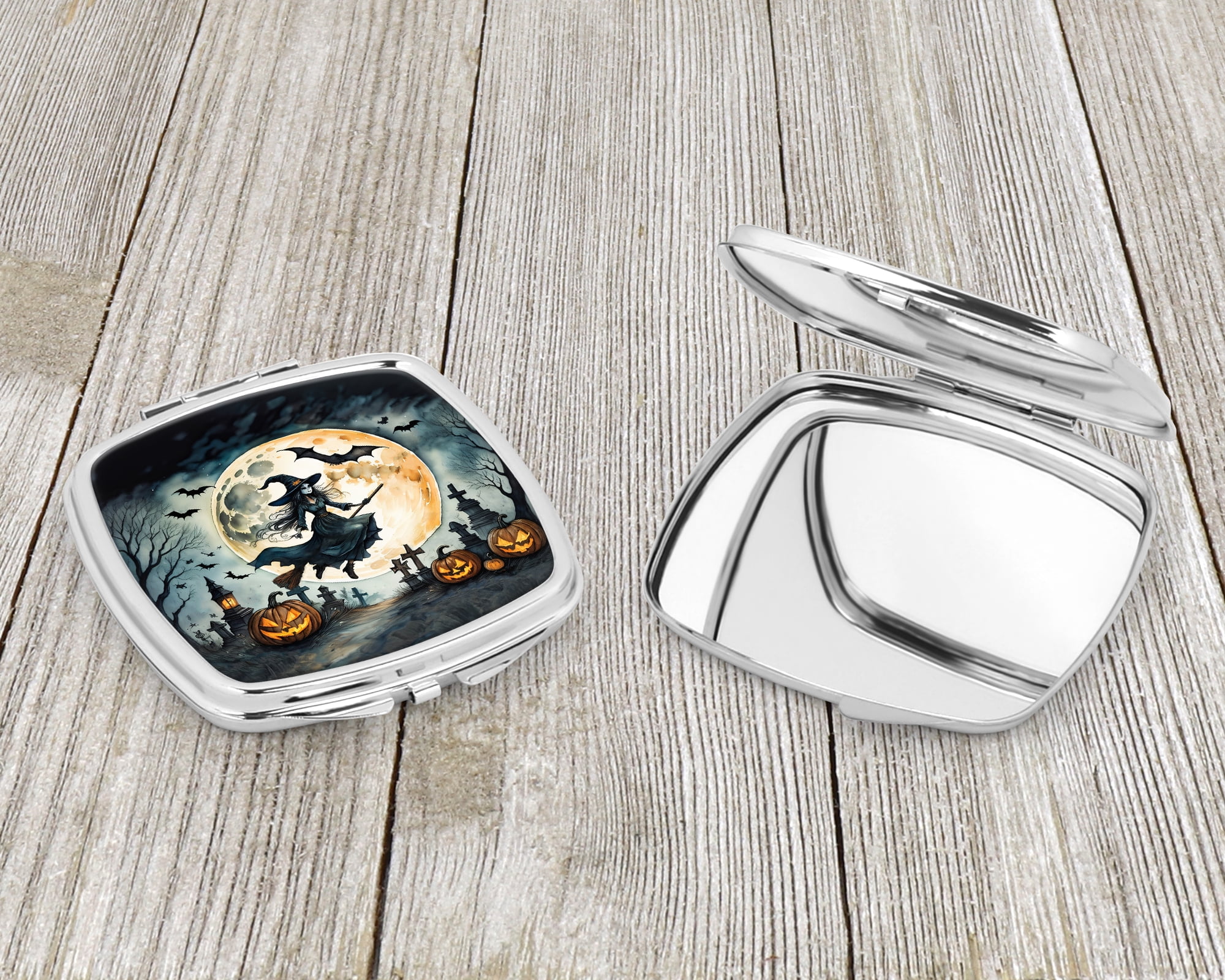 Flying Witch Spooky Halloween Compact Mirror 2.75 in x 3 in