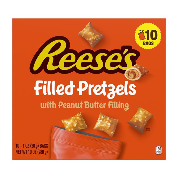REESE'S Peanut Butter Filled Pretzels Multipack, 1 oz (10 Count)