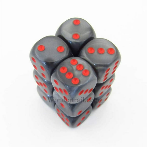 Black Velvet Dice with Red Pips D6 16mm (5/8in) Pack of 12 Chessex
