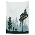 thumbnail image 3 of Ambesonne Deer Hunting Tablecloth Rectangular Table Cover, Forest Silhouette Art, 60"x84", Pale Teal Dark Green, 3 of 4