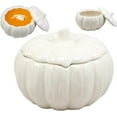 thumbnail image 3 of Ebros Ceramic Stoneware White Harvest Pumpkin Bowl With Lid 6"Diameter X6 Pieces, 3 of 10