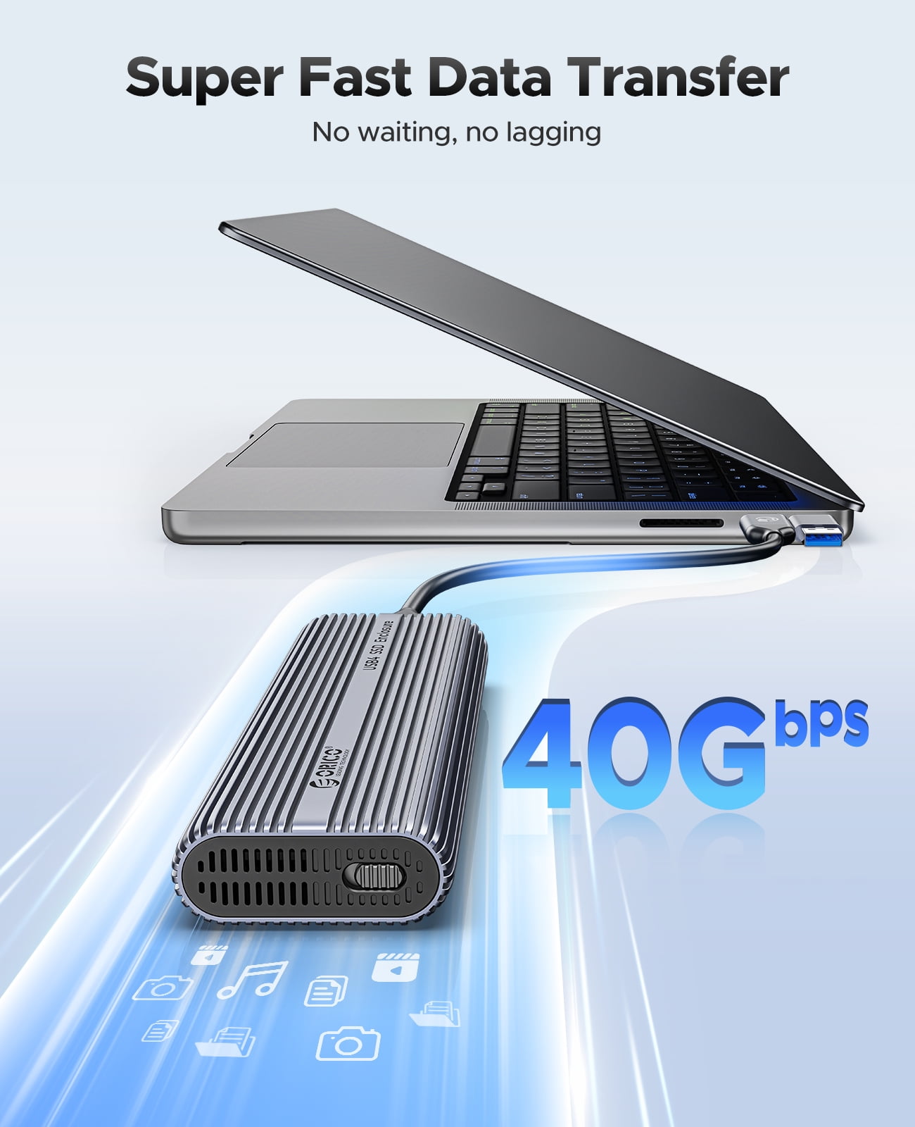 ORICO USB4 M.2 NVMe SSD Enclosure 40Gbps Case Aluminum Built-in Fan Supports 8TB NVMe/PCIE 4.0 SSD & UASP/Trim Compatible with Thunderbolt 3/4 USB3.2/3.1/3.0（No Drive）
