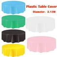thumbnail image 3 of JilgTeok 5 Packs Large Plastic Round Tablecloth 2.13M Disposable Party Table Cover Wipe Cleaning for Birthday Party Home Kitchen Dinning, 3 of 3