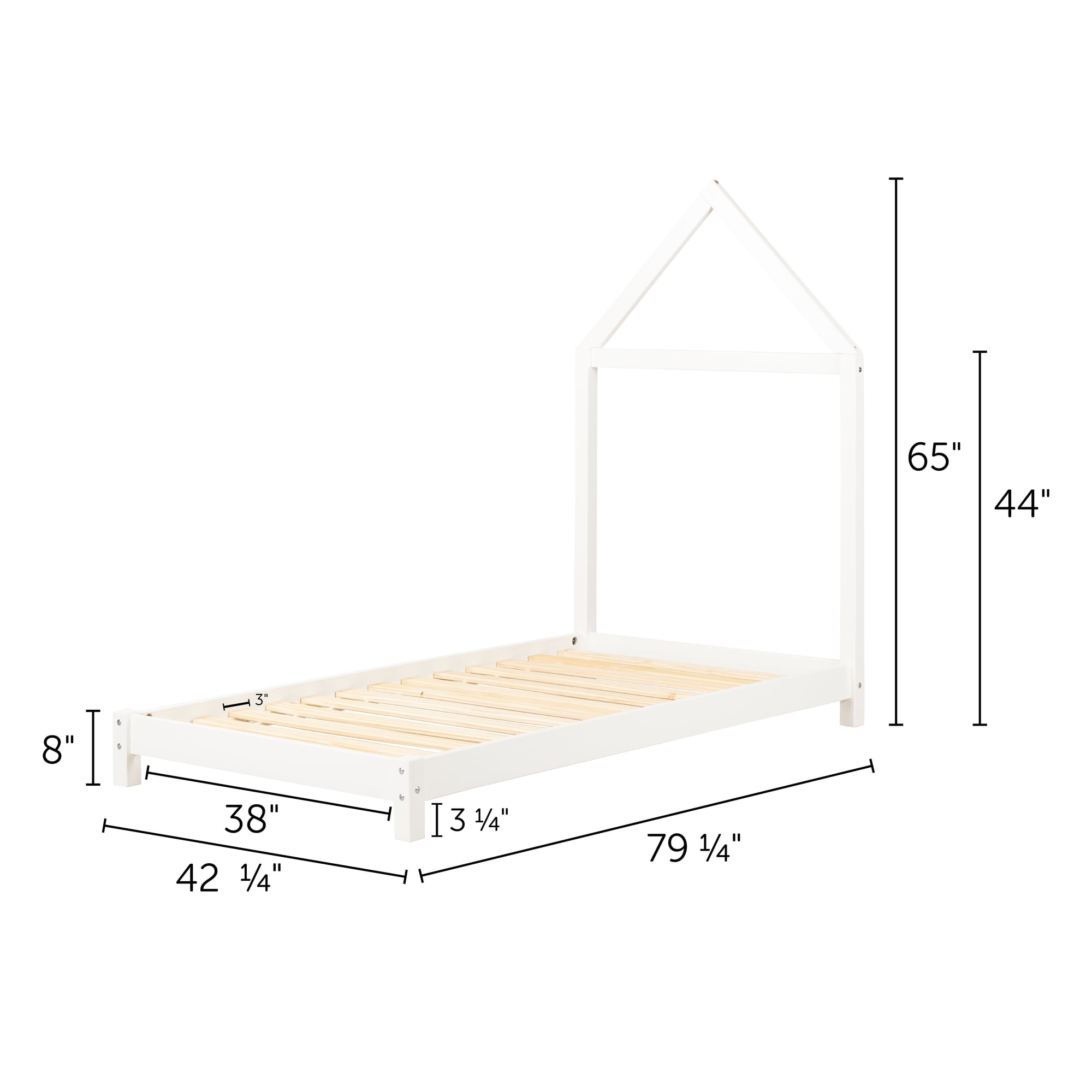 South Shore Sweedi Bed with House Frame Headboard, Pure White