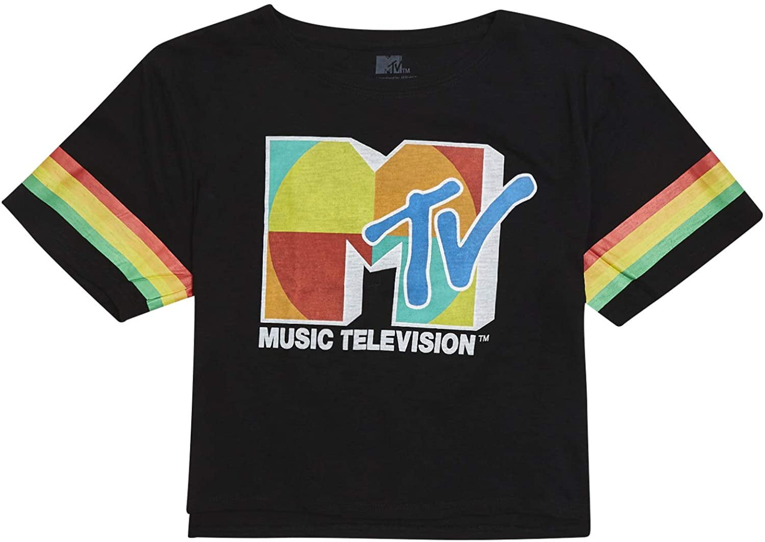 I Want My Logo Ribbed Yoke Ringer Short Sleeve Tee MTV Ladies Short Sleeve Shirt #TBT Ladies 1980s Clothing 