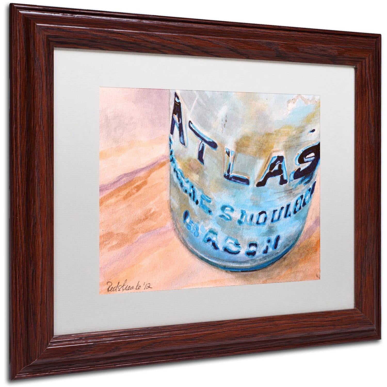Trademark Fine Art "Atlas Jar" Canvas Art by Jennifer Redstreake White Matte, Wood Frame