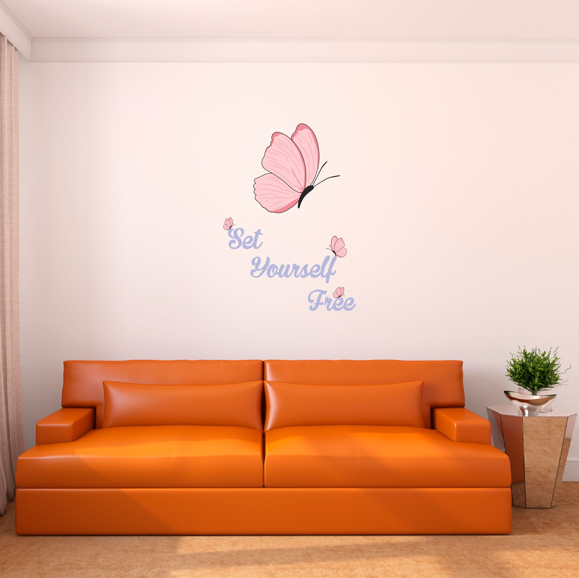 Danish Pastel Wall Decal Aesthetic Cute Pastel Pink Flying Butterflies ...