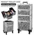 thumbnail image 3 of Fithood 3 in 1 Aluminum Cosmetic Makeup Case Tattoo Box White Zebra Print, 3 of 5