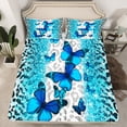 thumbnail image 2 of jejeloiu Leopard Queen 4-Piece Microfiber Blue Sequin Butterfly Girls Kids Sheet Set, 2 of 7