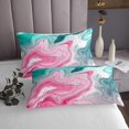thumbnail image 3 of YST Marble Bedspread Set,Abstract Fluid Coverlet Set Pink Green Gradient Quilt Set For Kids Teen Adults,Marbling Bed Set Queen Size, 3 of 5