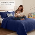thumbnail image 4 of IR Imperial Rooms 3 Piece Quilt Set Microfiber Embossed Floral Bedspread Lightweight Bedding Queen Navy, 4 of 9