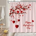 thumbnail image 2 of Valentine''s Day Shower Curtain Red Heart Tree Branch Sweet Love Pink Blush Romantic Couple Woman Girl Extra Long Bathroom Home Curtain with Hooks,70" Wx84 H, 2 of 6