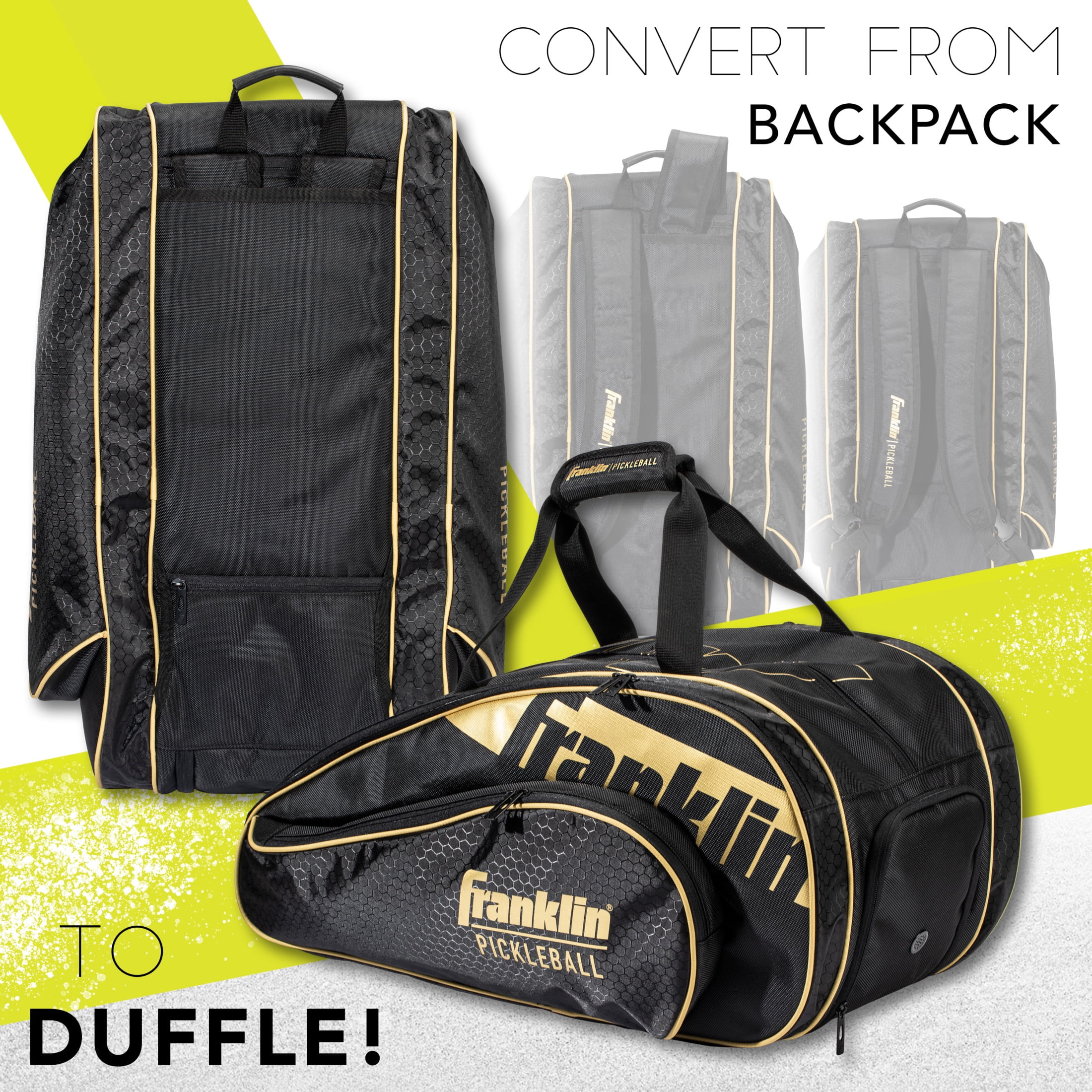 Franklin Sports Pickleball Pro Series Bag Racquet Backpack, Black