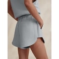 thumbnail image 5 of Women Two Piece Outfits Tracksuit Half Zip Lapel Cap Sleeve Sweatshirt High Waist Drawstring Shorts Set Sweatsuit, 5 of 6