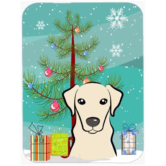 Caroline's Treasures Christmas Tree and Yellow Labrador Glass Cutting Board Large