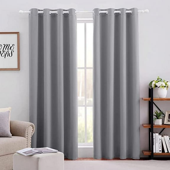 Amay Grommet Top Blackout Curtain Panel Grey 72 Inch Wide by 72 Inch Long-1Panel