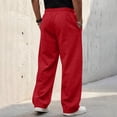 thumbnail image 7 of Leidass Men's Baggy Sweatpants Fleece Wide Leg Lounge Sweat Pants Drawstring Waist Jogging Pants with Pockets Red XL, 7 of 7