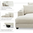 thumbnail image 5 of Tabaray 134" Oversized Cloud Couch Sectional Sofa with USB Ports & Cup Holders, Modern Modular L Shaped Sofa 3 Seater Deep Couches w 50" Wide Chaise for Living Room Apartment Office Corduroy (Beige), 5 of 8