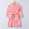 thumbnail image 1 of TIMIFIS Ear Hooded Bathrobe for Toddler Fleece Button Down Solid Color Robes with Pockets Soft Loungewear Pajama Robe Warm Comfy Sleepwear Kids Fall Winter Nightwear, for 3-8T, 1 of 4