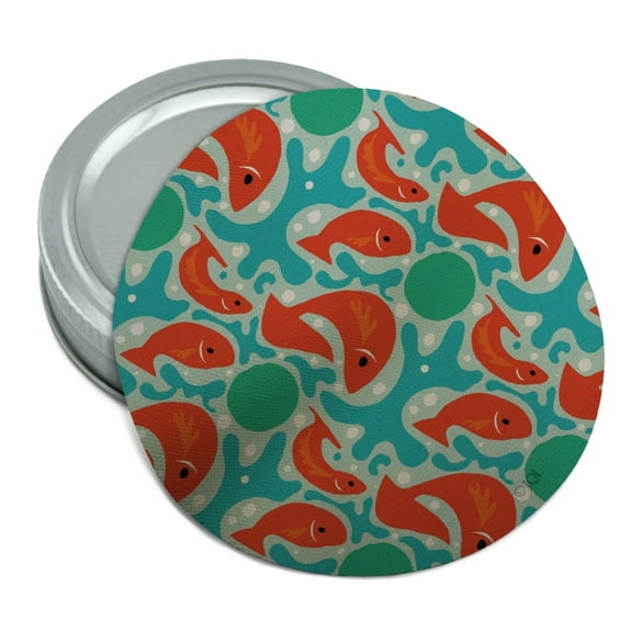 Artsy Orange Fishes on Blue Pattern Round Rubber Non-Slip Jar Gripper Lid Opener