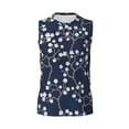 thumbnail image 4 of Yiaed Cherry Blossoms on Navy Background Print Men's Singlet Vests Summer Running Muscle Tank Tops Gym Undershirt Round Neck Sleeveless for man, 4 of 5